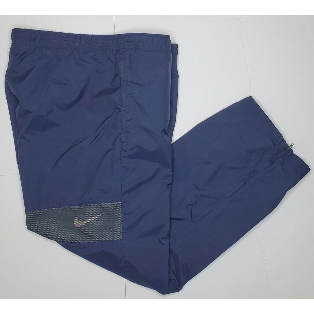 Nike Lined Nylon Track Pants Mens L VGC Navy Ankle